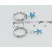 Сережки Xuping TTM Stainless Steel колір Родій підвіски на колечках Зірочки з блакитною емаллю 2 в 1 фото №3