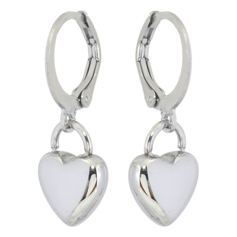 Сережки Xuping TTM Stainless Steel колір Родій підвіски на колечках Сердечки фото №14