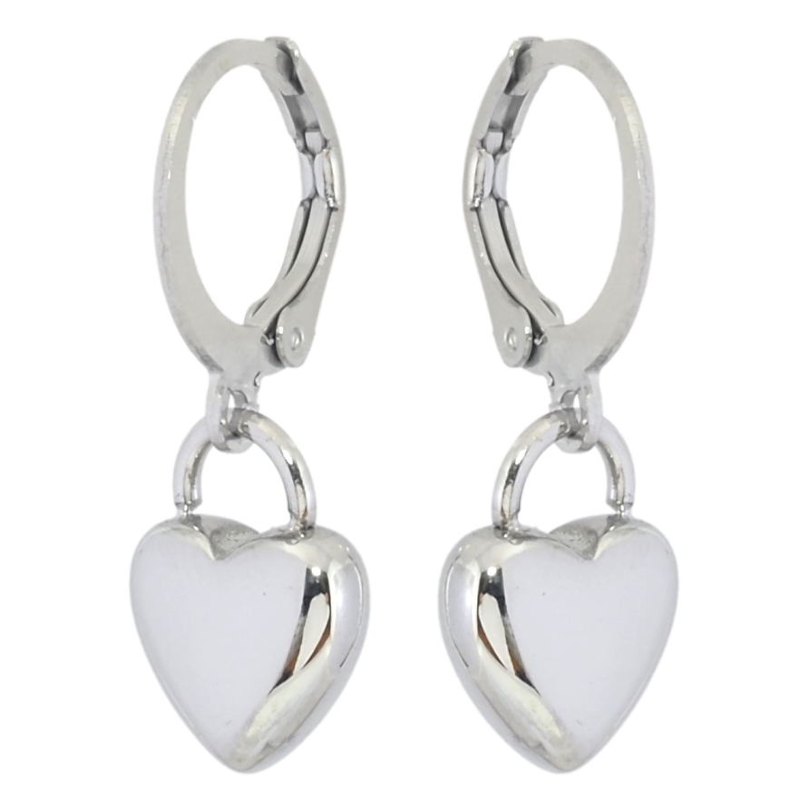 Сережки Xuping TTM Stainless Steel колір Родій підвіски на колечках Сердечки фото №1