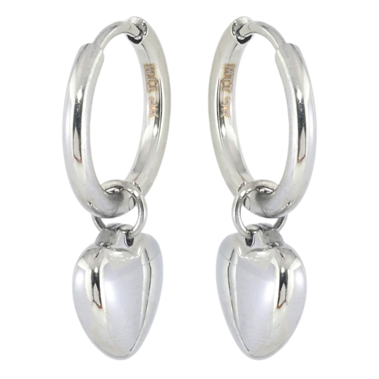 Сережки Xuping TTM Stainless Steel колір Родій підвіски на колечках Сердечки 2 в 1 фото №19