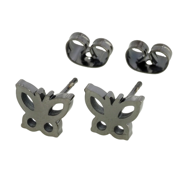 Серьги Xuping TTM Stainless Steel цвет графит пусеты Бабочки фото №14
