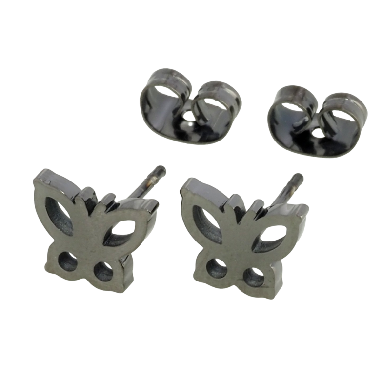 Серьги Xuping TTM Stainless Steel цвет графит пусеты Бабочки фото №2