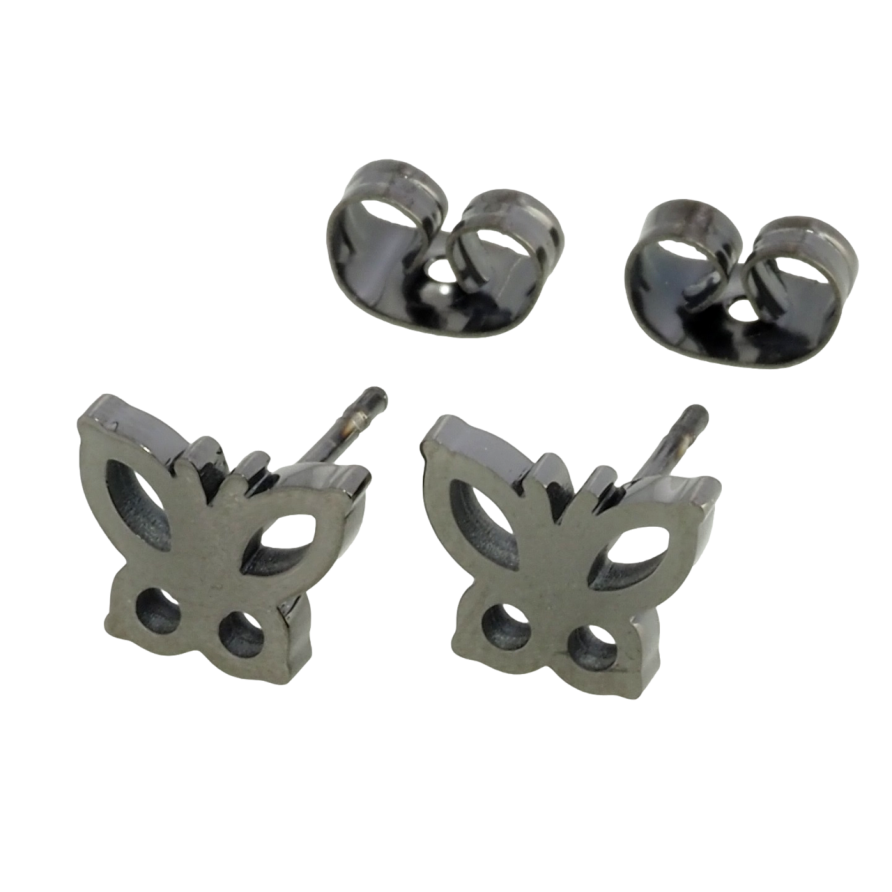 Серьги Xuping TTM Stainless Steel цвет графит пусеты Бабочки фото №1