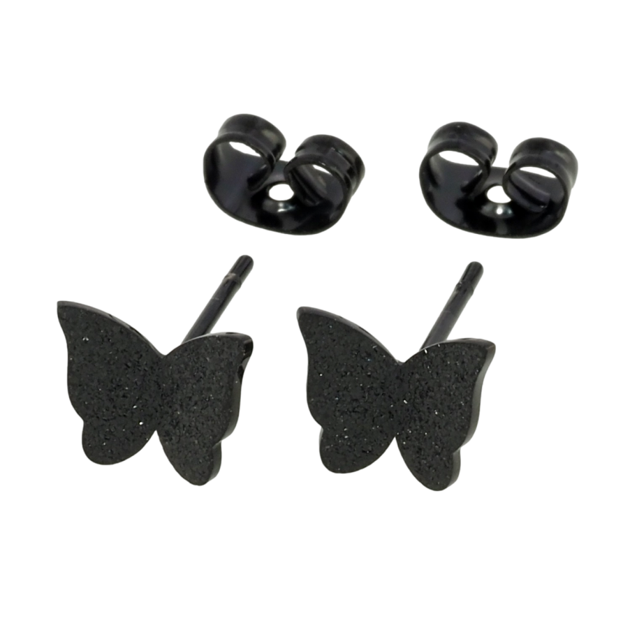 Сережки Xuping колір Black пусети Метелики з шагренню фото №1