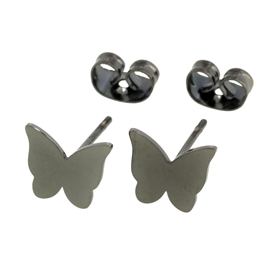 Серьги Xuping TTM Stainless Steel цвет графит пусеты Бабочки фото №1