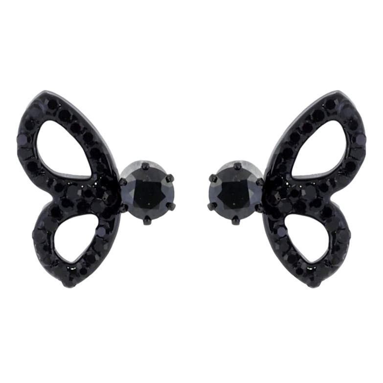 Серьги Xuping цвет Black пусеты Крылья бабочки с черным цирконием фото №1