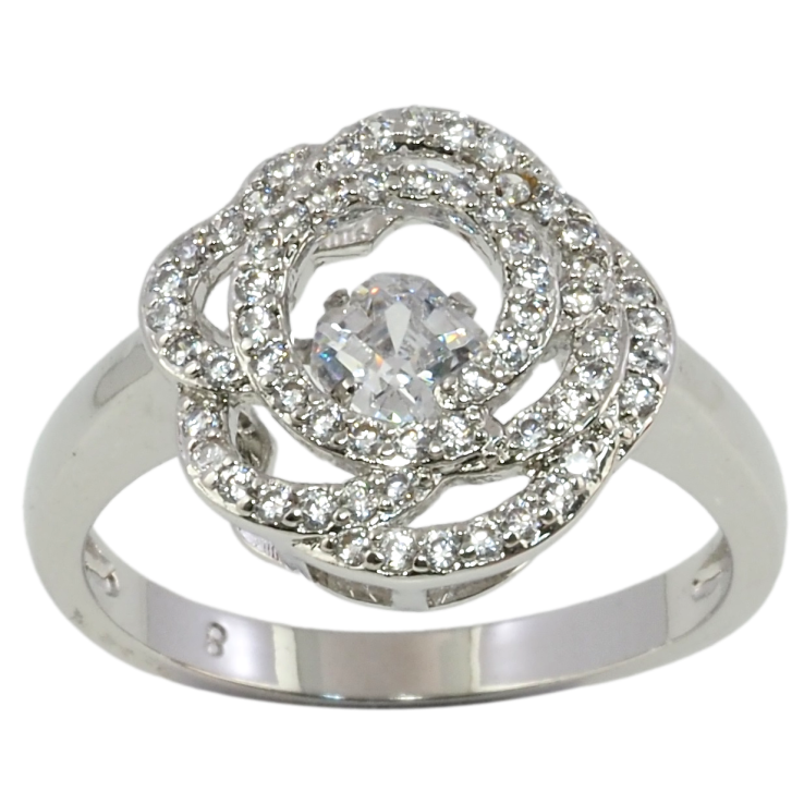 Каблучка Xuping Родій Квітка з Танцюючим кристалом фото №15