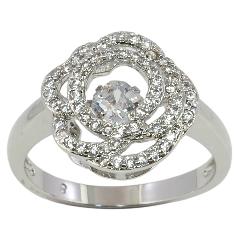 Кольцо Xuping Родий Цветок с Танцующим кристаллом фото №1