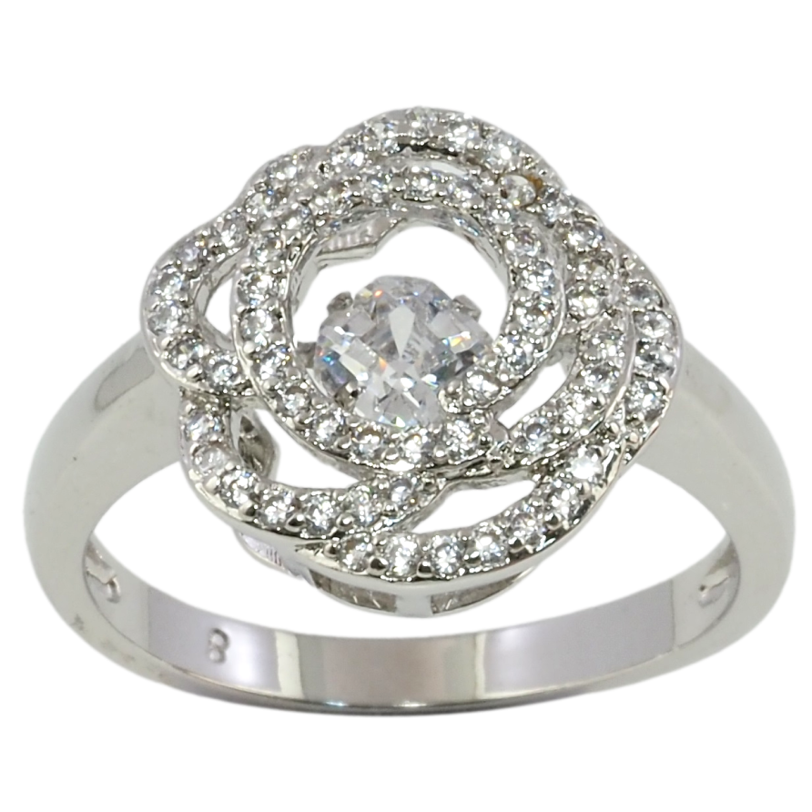 Кольцо Xuping Родий Цветок с Танцующим кристаллом фото №1