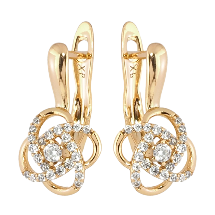 Серьги Xuping Позолота 18K английский замок Цветочки с цирконием фото №6