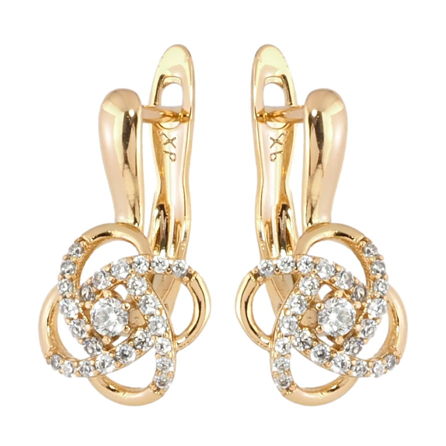 Серьги Xuping Позолота 18K английский замок Цветочки с цирконием фото №1