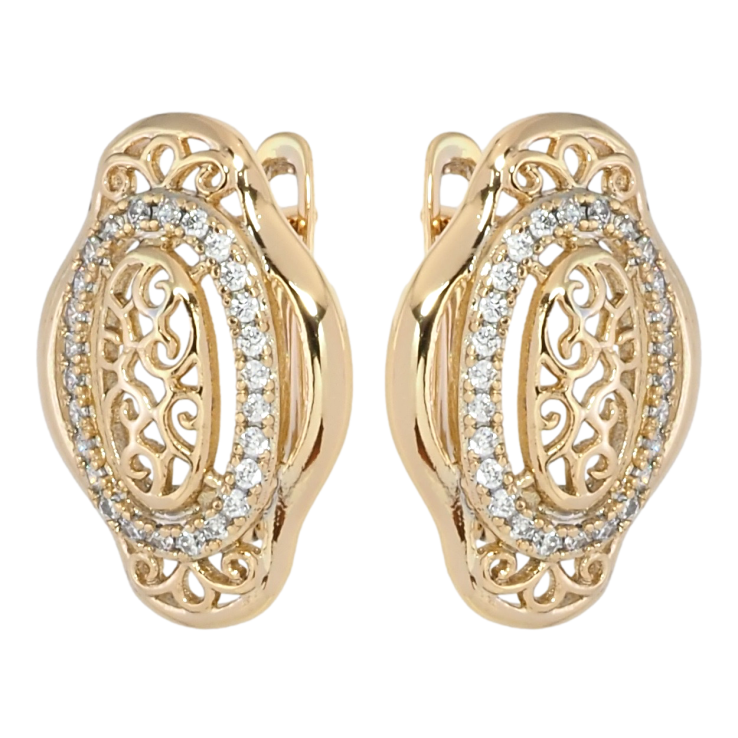 Серьги Xuping Позолота 18K английский замок Ажурный узор с цирконием фото №12