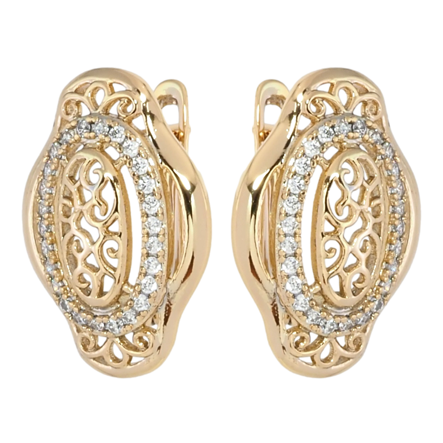 Серьги Xuping Позолота 18K английский замок Ажурный узор с цирконием фото №1