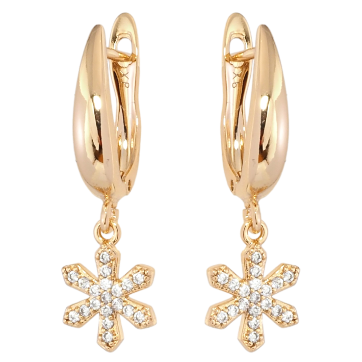 Серьги Xuping Позолота 18K английский замок Снежинки фото №14