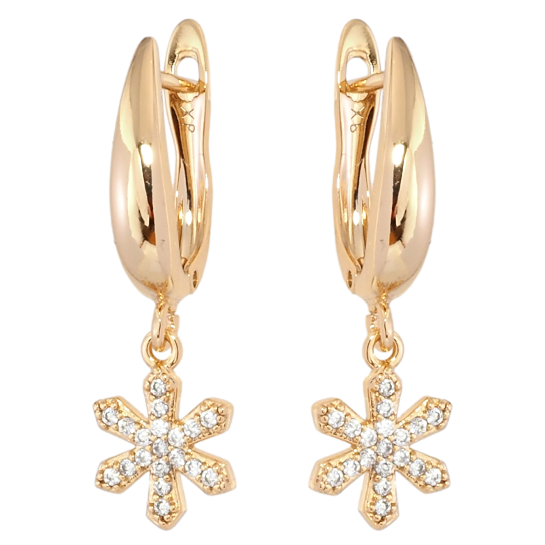 Сережки Xuping Позолота 18K англійський замок Сніжинки фото №1