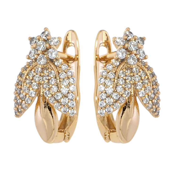 Серьги Xuping Позолота 18K английский замок Цветочки инкрустация цирконием фото №15