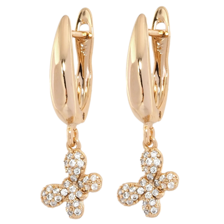 Серьги Xuping Позолота 18K английский замок Бабочки с цирконием на одну сторону фото №24