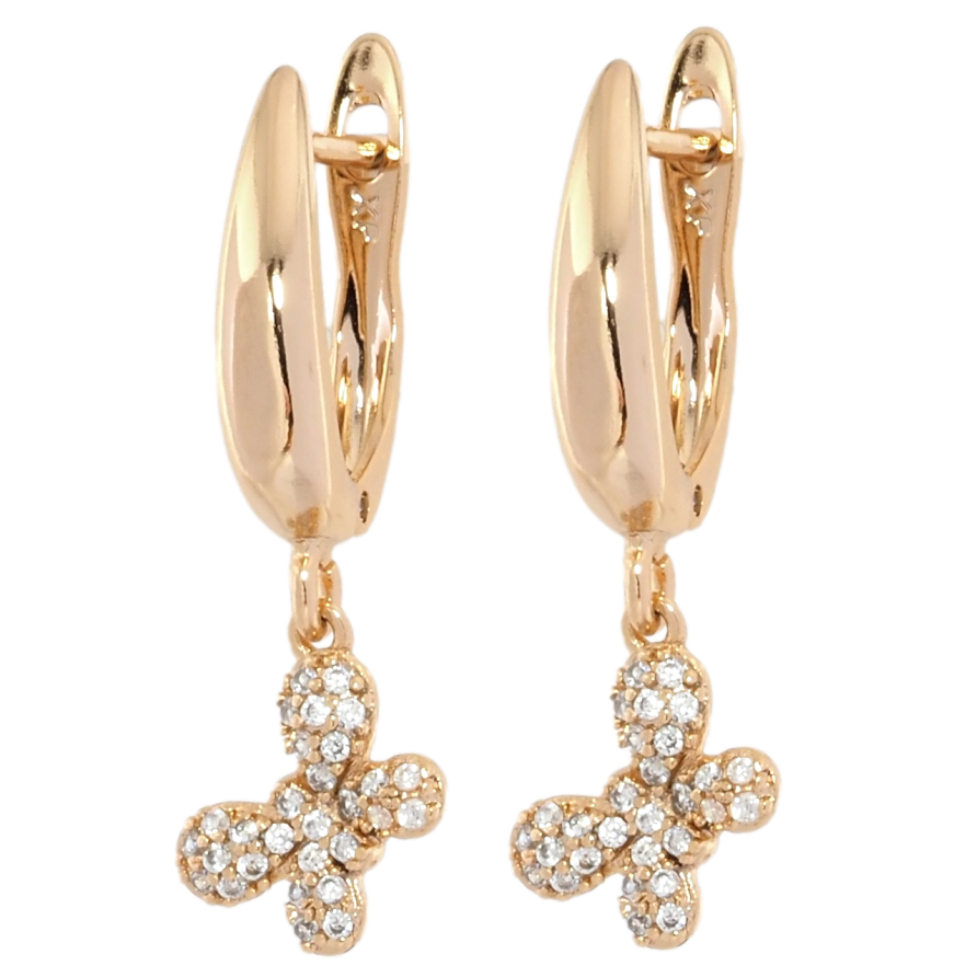 Серьги Xuping Позолота 18K английский замок Бабочки с цирконием на одну сторону фото №1