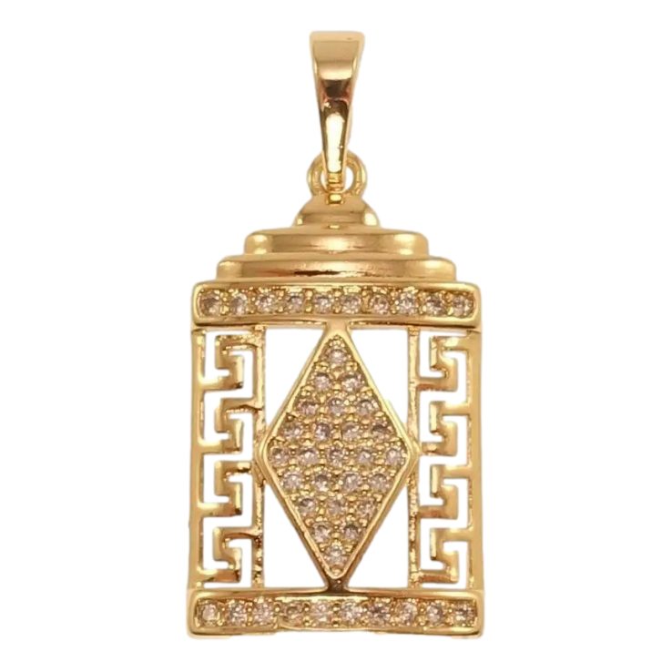 Кулон Xuping Позолота 18K Декоративна підвіска з меандровим орнаментом та цирконієм фото №3 Кулон Xuping Позолота 18K Декоративна підвіска з меандровим орнаментом та цирконієм фото №3