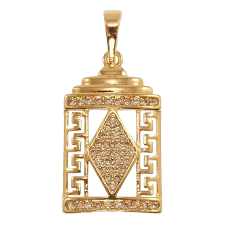 Кулон Xuping Позолота 18K Декоративна підвіска з меандровим орнаментом та цирконієм фото №1
