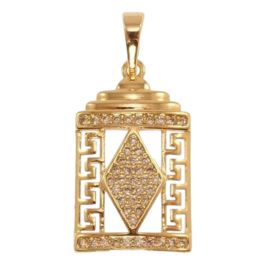 Кулон Xuping Позолота 18K Декоративна підвіска з меандровим орнаментом та цирконієм фото №1