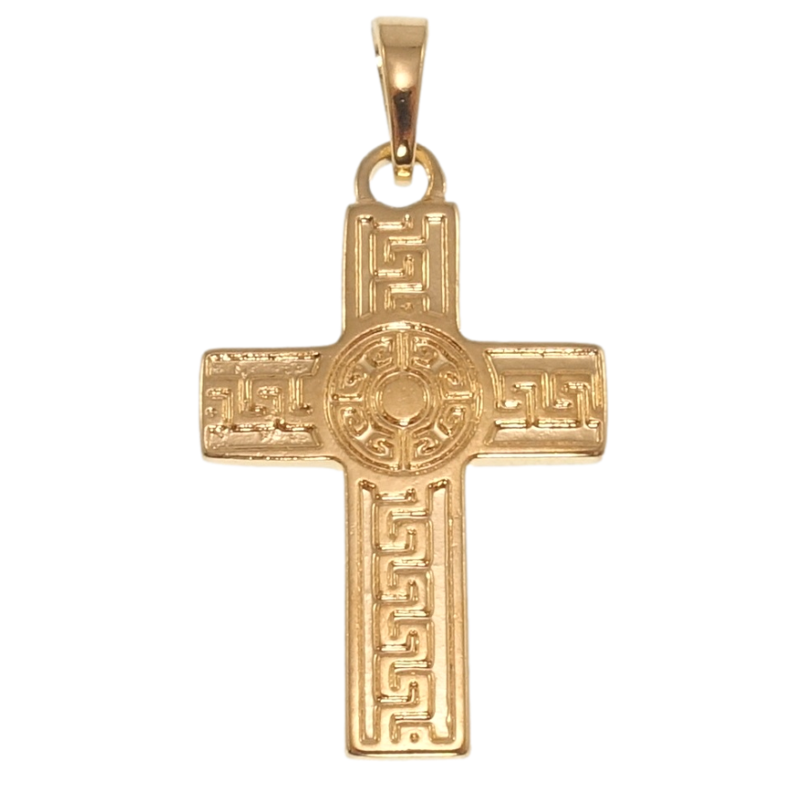 Кулон Xuping Позолота 18K Декоративний Хрест з меандровим орнаментом для ланцюжка до 5мм фото №1 Кулон Xuping Позолота 18K Декоративний Хрест з меандровим орнаментом для ланцюжка до 5мм фото №1