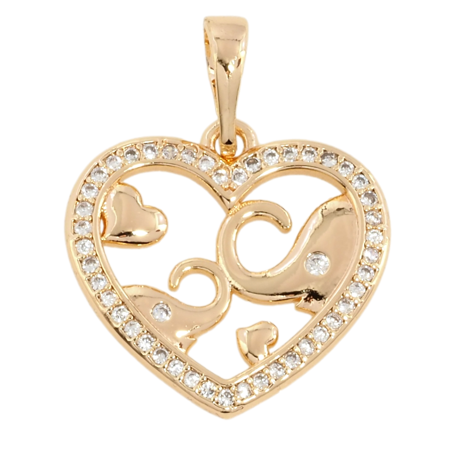 Кулон Xuping M&L Цвет 18К Слоники в сердечке для цепочки до 6мм фото №1
