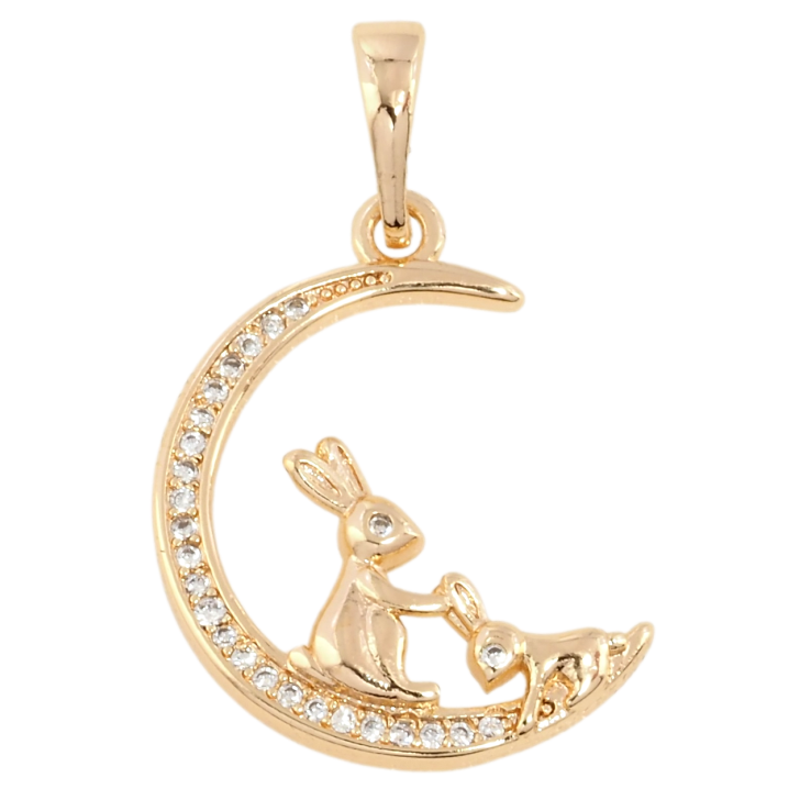 Кулон Xuping M&L Цвет 18К Зайчата на полумесяце для цепочки до 6мм фото №8