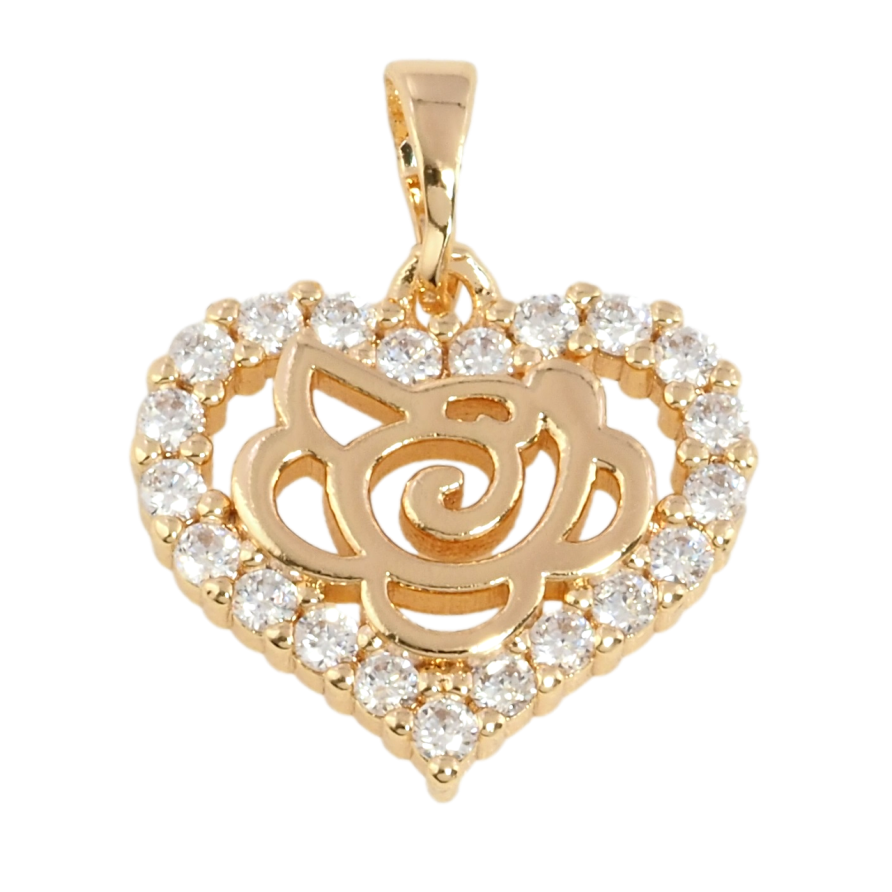 Кулон Xuping M&L Колір 18К Сердечко з візерунком квітка для ланцюжка до 5мм фото №1