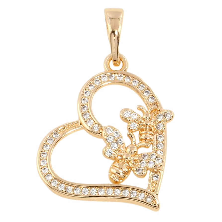 Кулон Xuping M&L Цвет 18К Сердечко с пчелами для цепочки до 5мм фото №1
