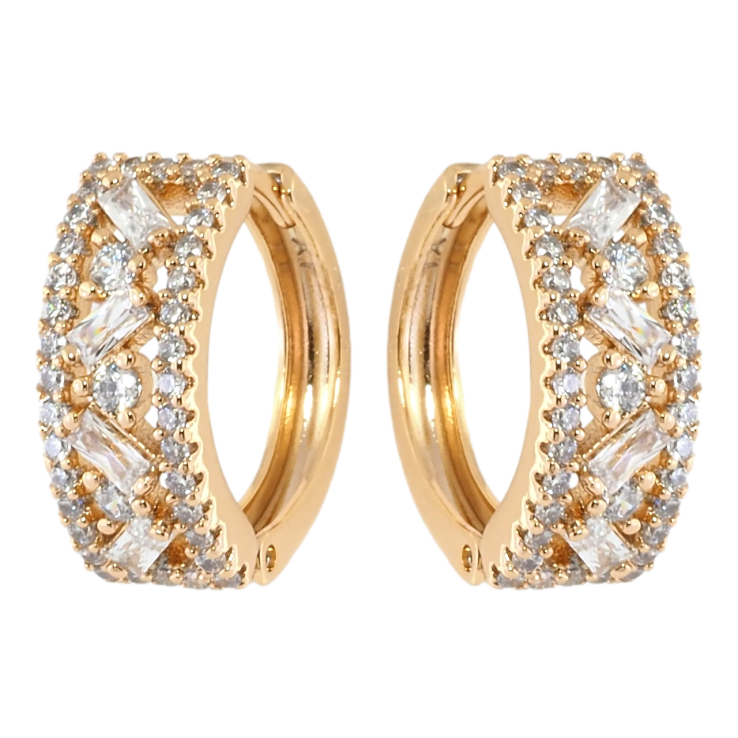 Серьги Xuping Позолота 18K колечки Инкрустация цирконием фото №2
