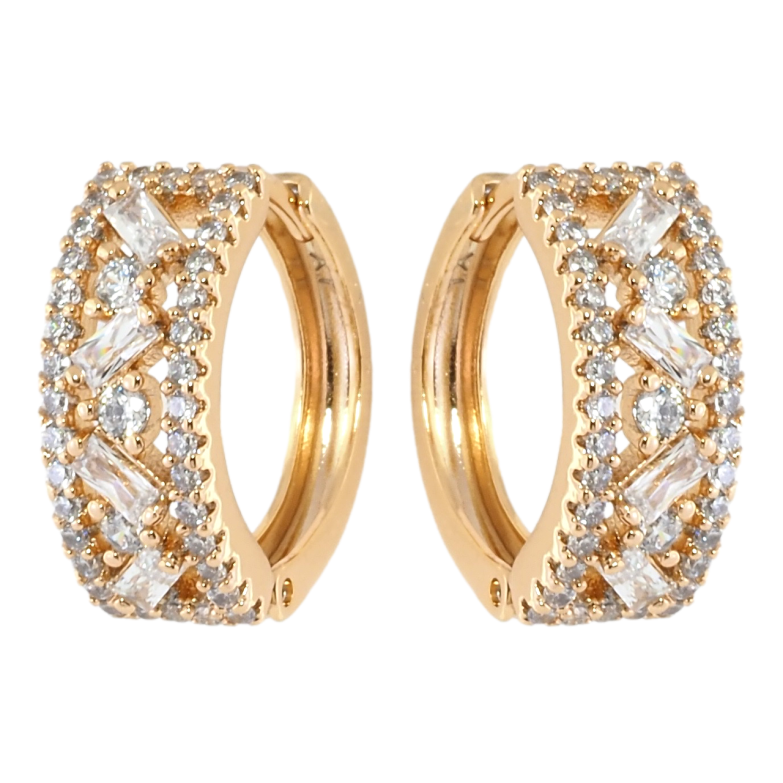 Серьги Xuping Позолота 18K колечки Инкрустация цирконием фото №10