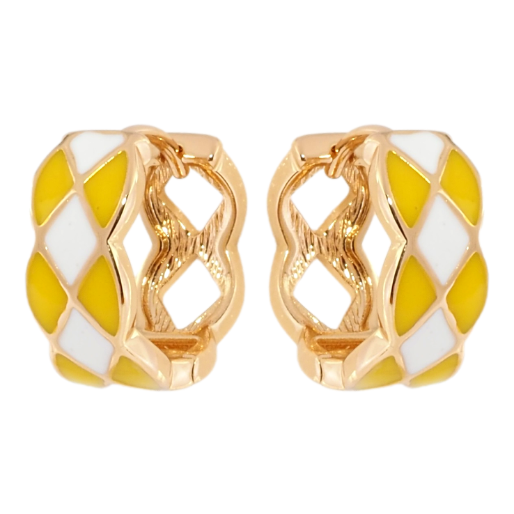 Сережки Xuping колір 18K колечки Візерунок з біло-жовтою емаллю фото №19 Сережки Xuping колір 18K колечки Візерунок з біло-жовтою емаллю фото №19