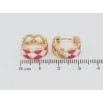 Серьги Xuping Позолота 18K колечки Узор с бело-коралловой эмалью фото №2