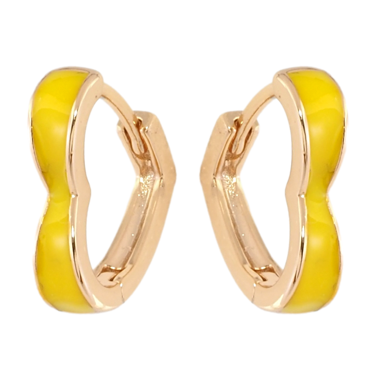 Сережки Xuping колір 18K колечки Сердечка з жовтою емаллю фото №24
