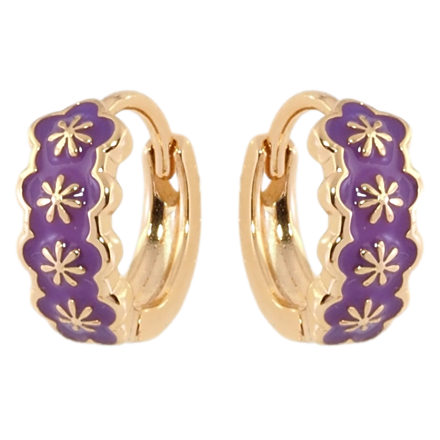 Сережки Xuping Позолота 18K колечка Візерунок з бузковою емаллю фото №1