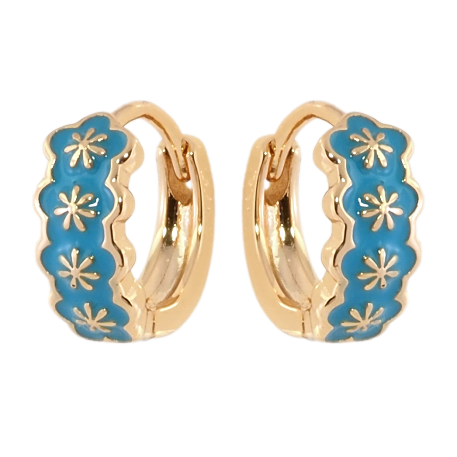 Серьги Xuping Позолота 18K колечки Узор с бирюзовой эмалью фото №1
