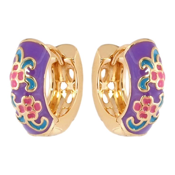 Серьги Xuping Позолота 18K колечки Цветочный узор эмалью фото №20