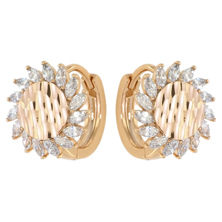 Серьги Xuping Позолота 18K колечки Цветочки с цирконием фото №19