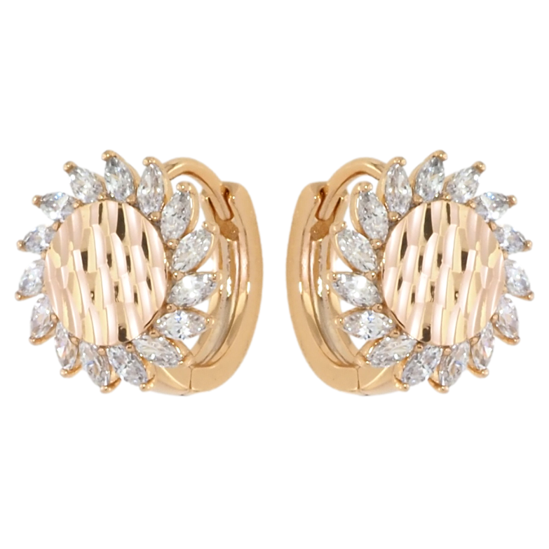 Сережки Xuping Позолота 18K колечка Квіточки з цирконієм фото №1