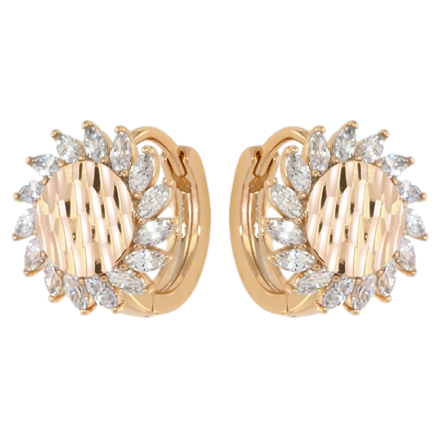 Серьги Xuping Позолота 18K колечки Цветочки с цирконием фото №1