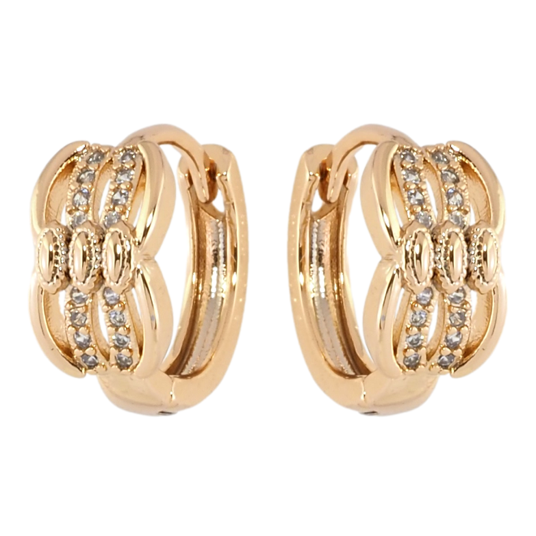 Сережки Xuping Позолота 18K колечка Декоративний візерунок із цирконієм фото №4