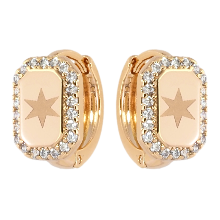 Серьги Xuping Позолота 18K колечки Звездный узор в обрамлении циркония фото №4