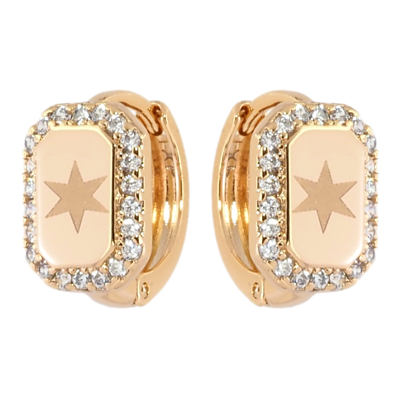 Сережки Xuping Позолота 18K колечка Зірковий візерунок в обрамленні цирконію фото №1