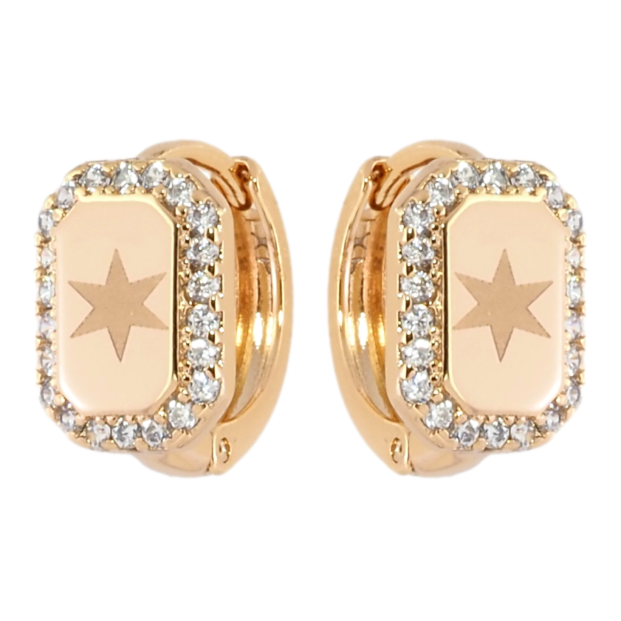 Серьги Xuping Позолота 18K колечки Звездный узор в обрамлении циркония фото №1