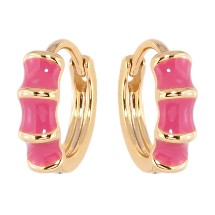 Серьги Xuping Позолота 18K колечки Узор с розовой эмалью фото №17