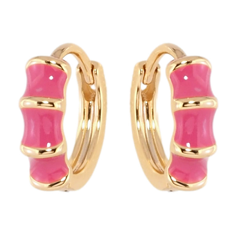Серьги Xuping Позолота 18K колечки Узор с розовой эмалью фото №2