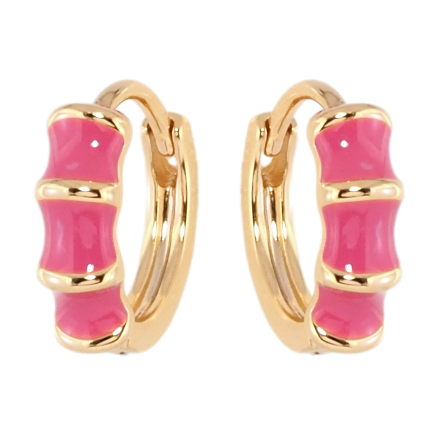 Сережки Xuping Позолота 18K колечка Візерунок з рожевою емаллю фото №1