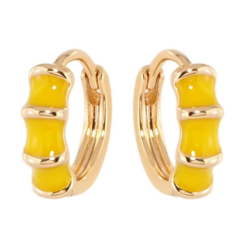 Сережки Xuping Позолота 18K колечка Візерунок з жовтою емаллю фото №2