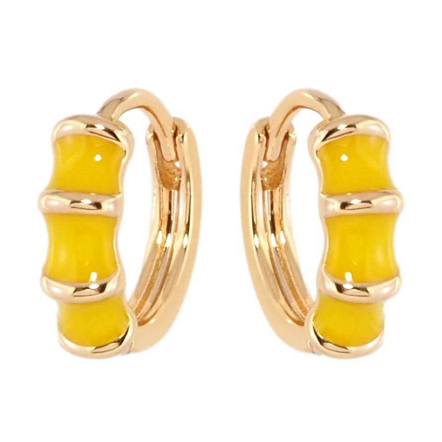 Серьги Xuping Позолота 18K колечки Узор с желтой эмалью фото №1